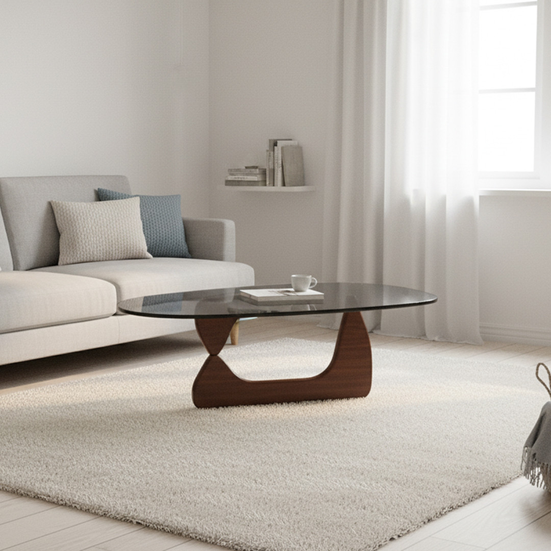 Table basse triangulaire en verre - Mobilier de bureau - Photo detail - Livraison Maroc