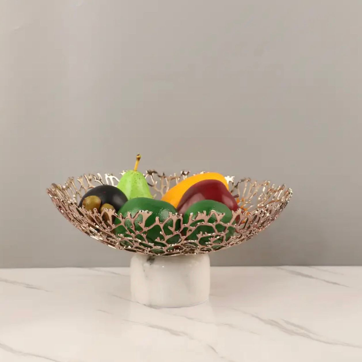1pc Bol à fruits en marbre élégant, assiette de collation de luxe sim. - Accessoires - Image 2 - Livraison Maroc