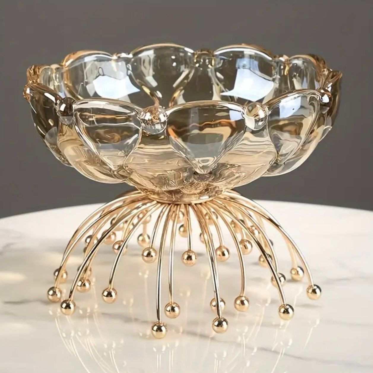 Bol de service élégant en verre pour bonbons et noix - Design géométr. - Accessoires - Image 3 - Livraison Maroc