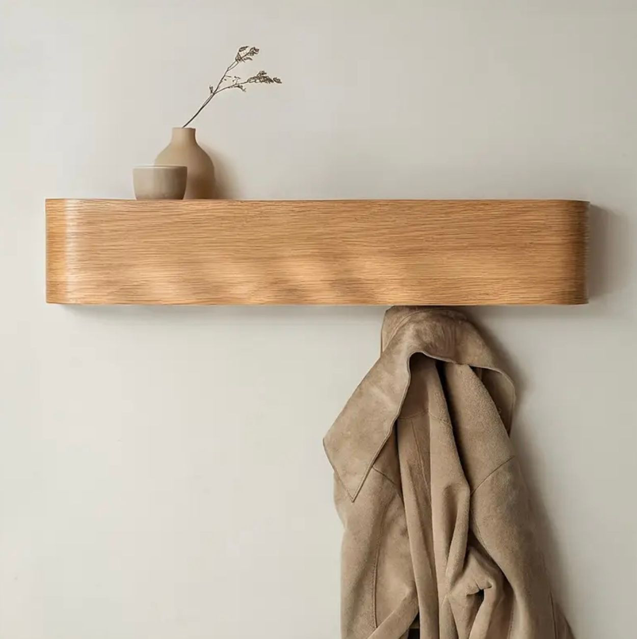 1pc Porte-manteau mural minimaliste moderne avec crochets et étagère. - Rangement et organisateurs - Livraison Maroc