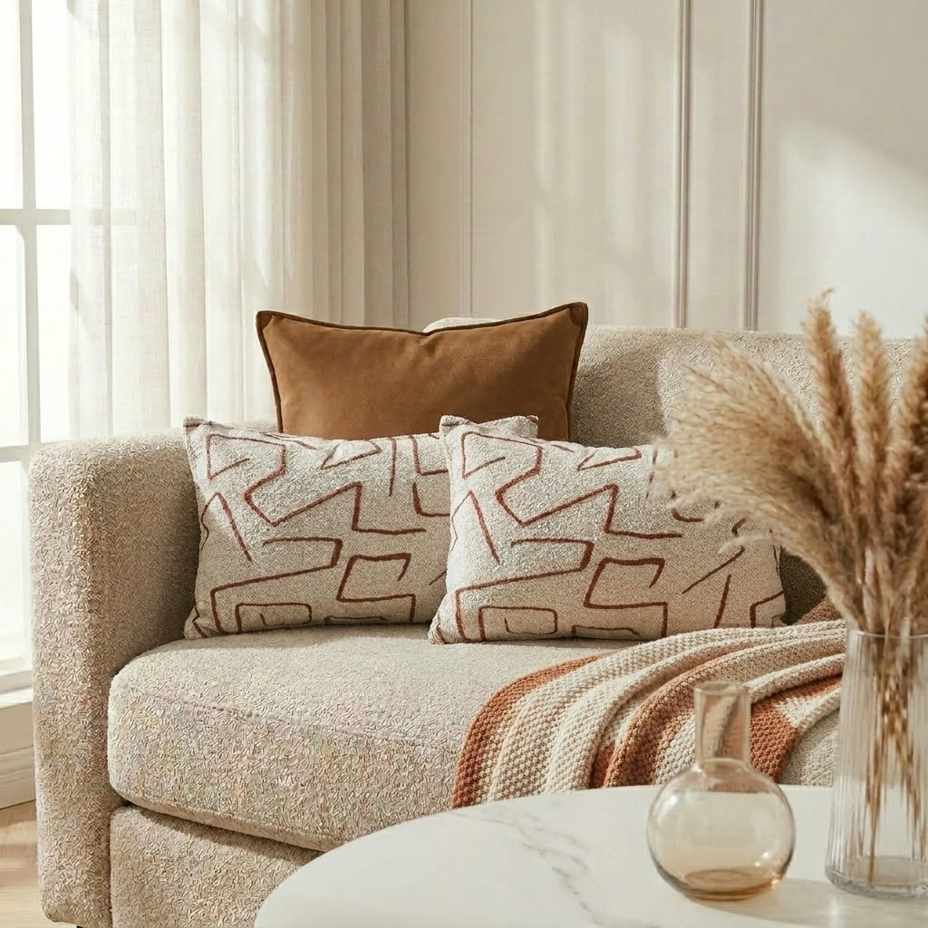 Coussins Abstraits Terracotta - Textiles Déco - Livraison Maroc