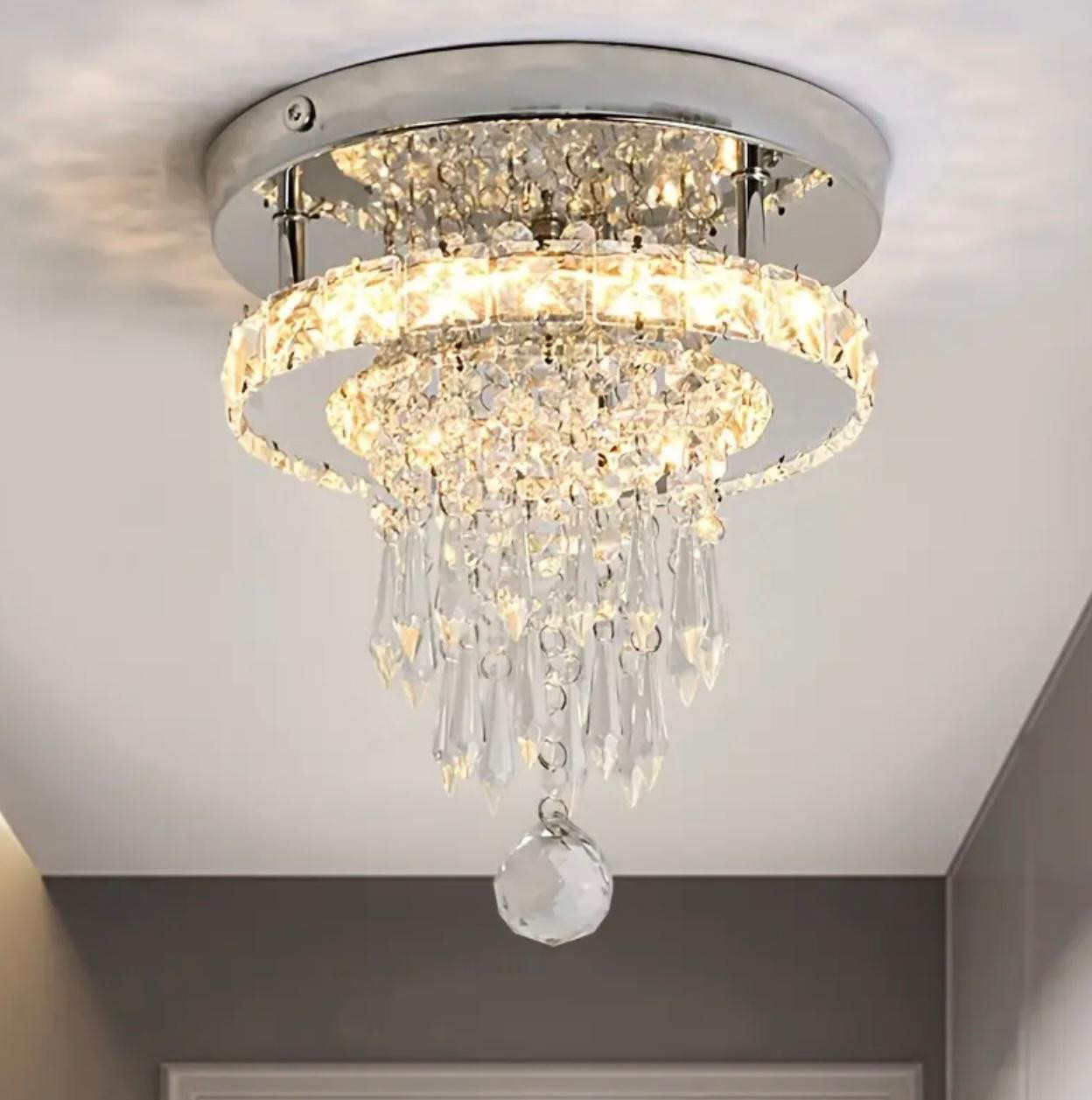 1 lumière moderne en cristal de luxe carré/rond LED couloir de lumièr. - Éclairage - Image 2 - Livraison Maroc