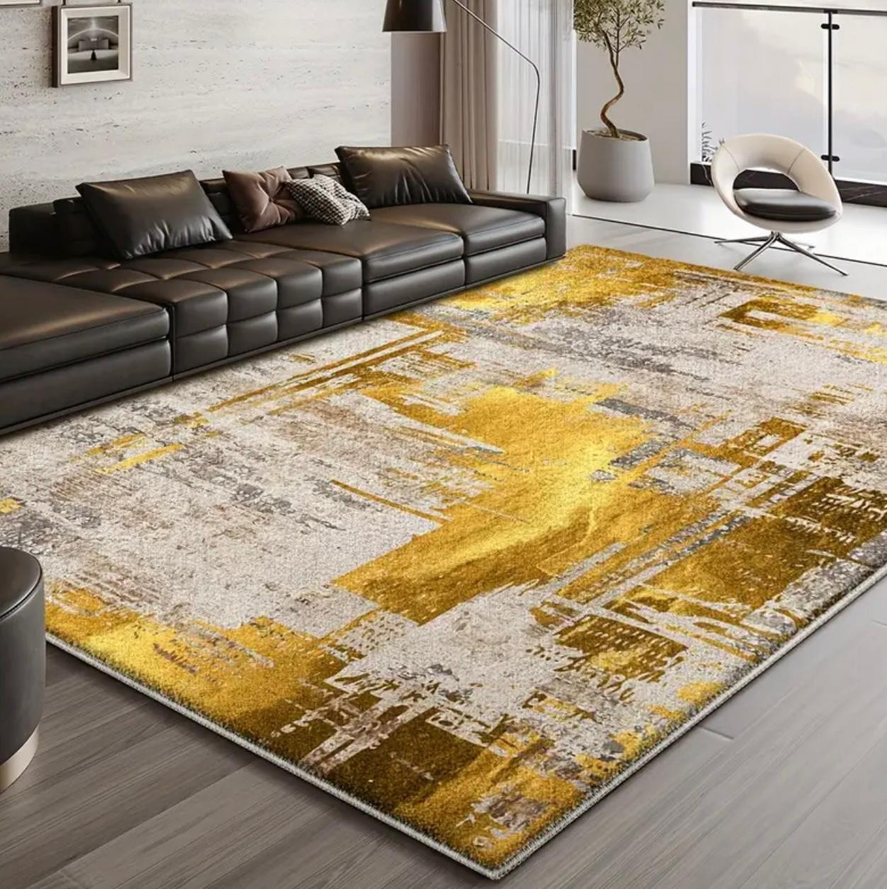 Tapis géométrique moderne - Tapis en polyester léger antidérapant - Tapis géométriques - Image 3 - Livraison Maroc