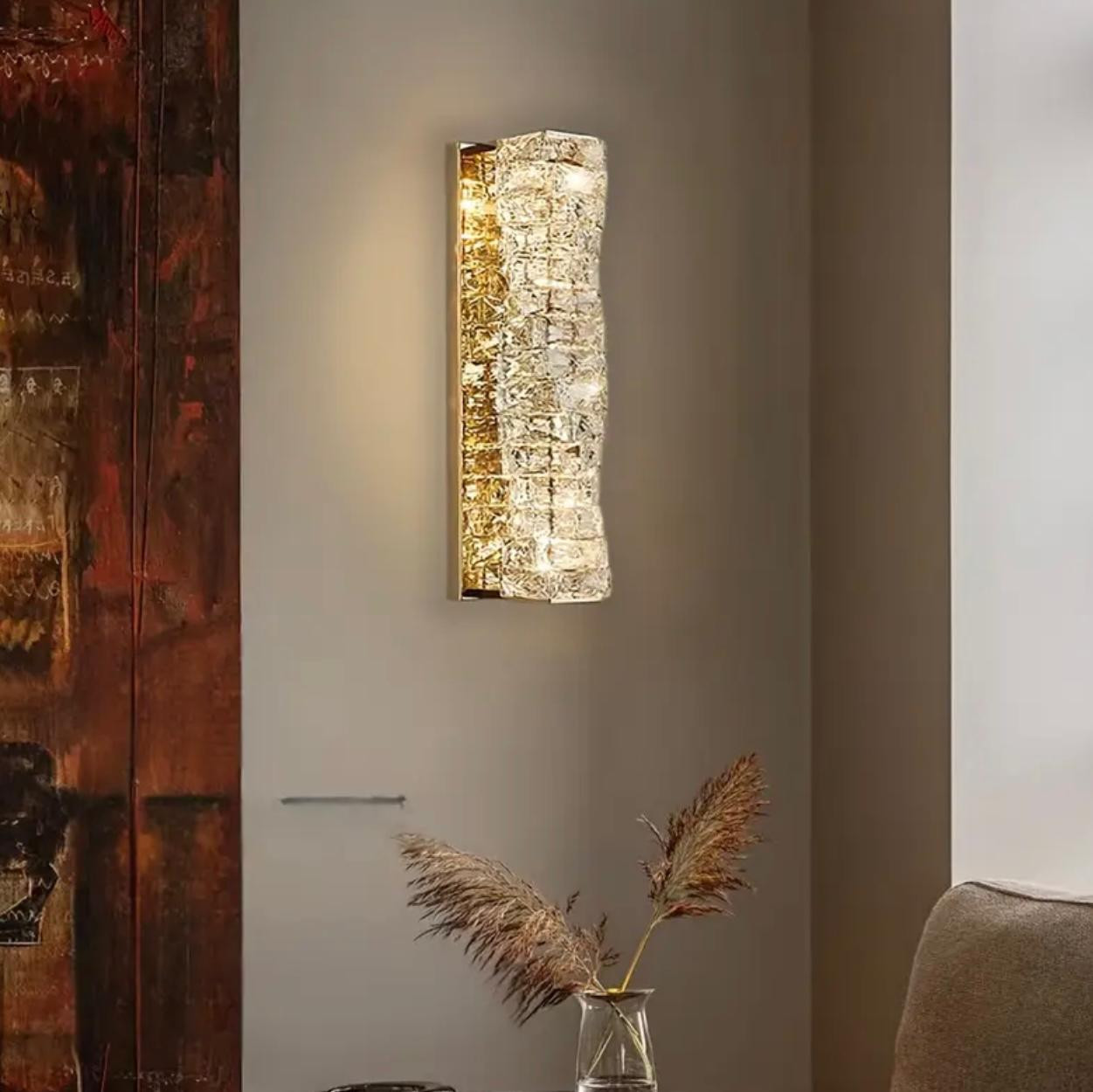 Applique murale de luxe en cristal doré/argenté à lumière moderne ave. - Appliques murales - Livraison Maroc
