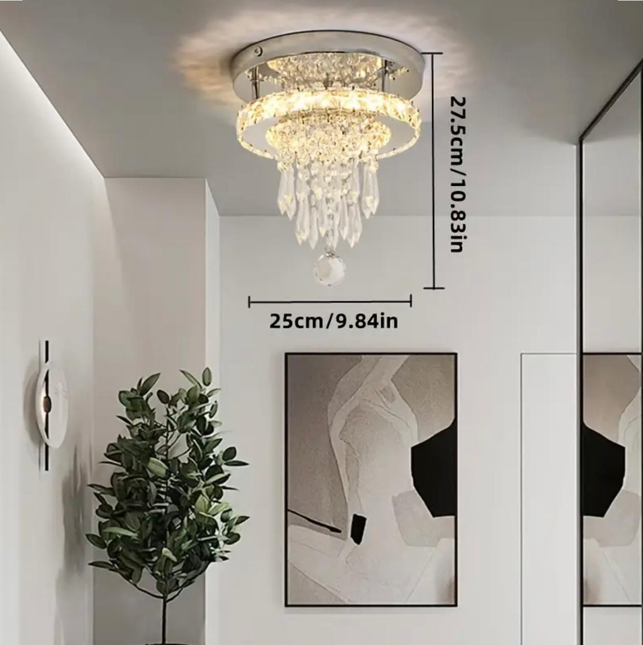1 lumière moderne en cristal de luxe carré/rond LED couloir de lumièr. - Éclairage - Image 3 - Livraison Maroc