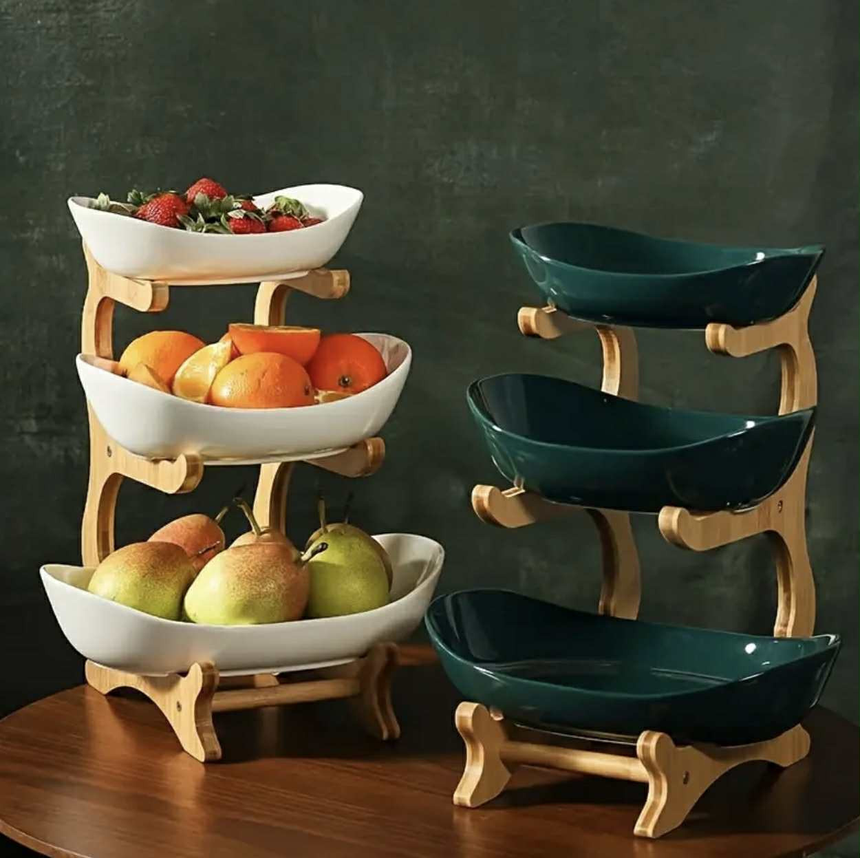 1 support à fruits à trois niveaux - Organiseur de cuisine robuste av. - Déco de Cuisine - Photo detail - Livraison Maroc