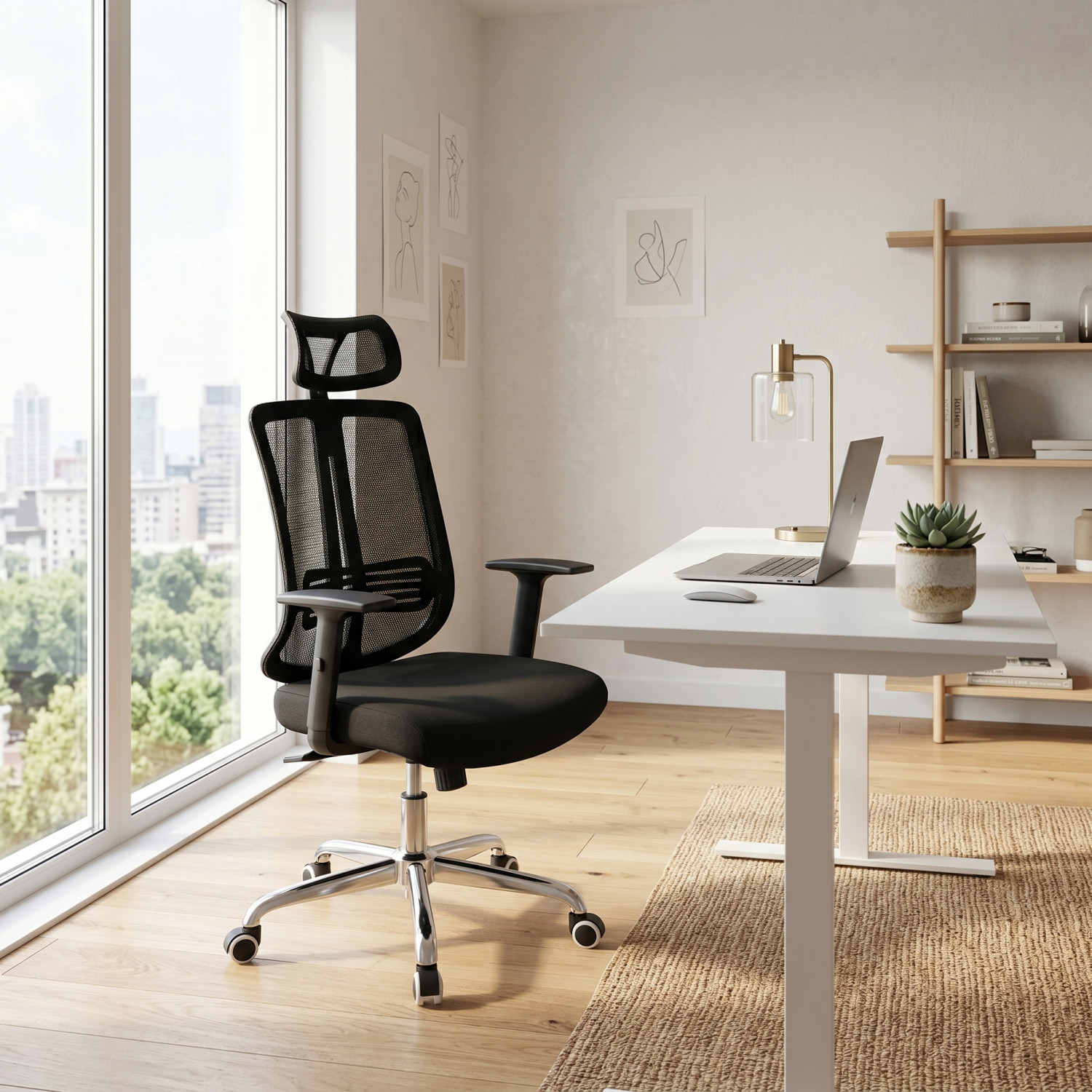 Chaise de Bureau Ergonomique Mesh Haute – Confort Premium avec Repose. - Chaises de bureau - Photo detail - Livraison Maroc