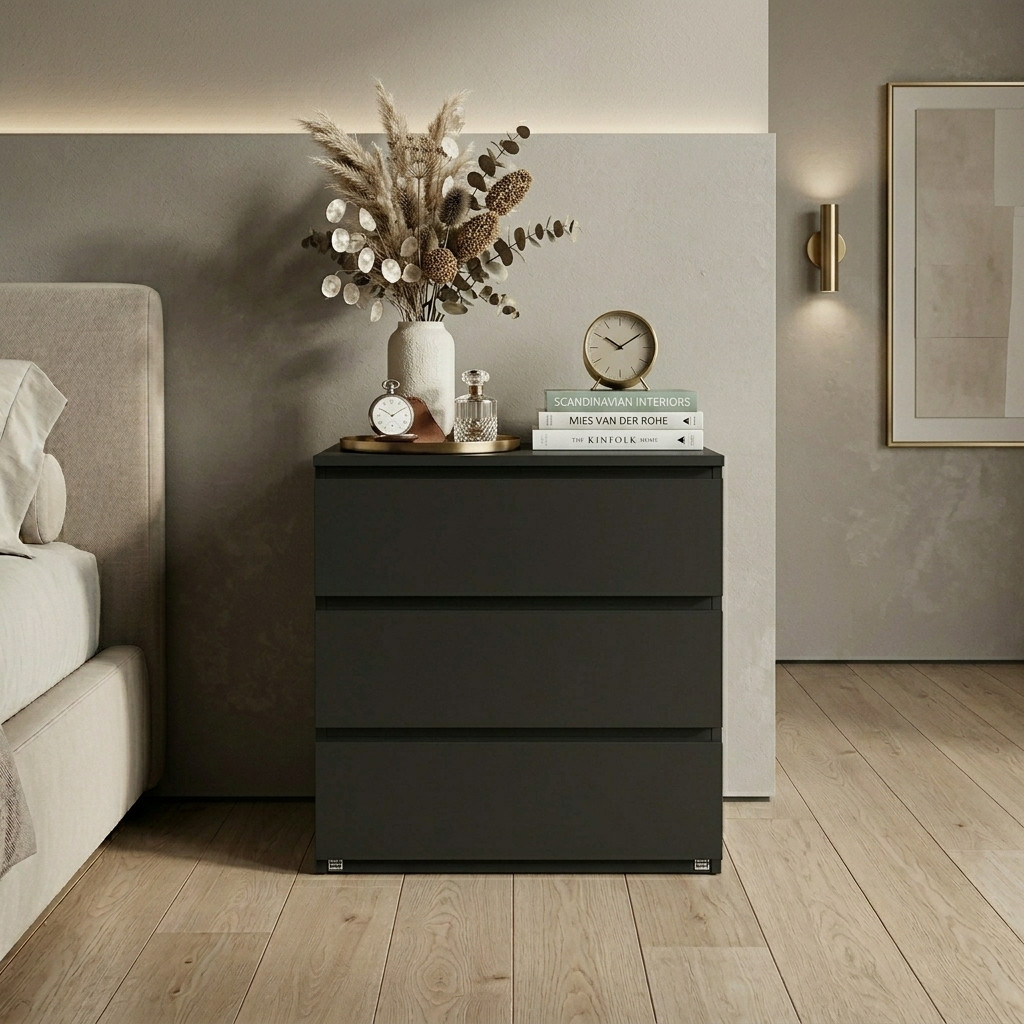 Commode Minimaliste Noire - Ameublement - Photo detail - Livraison Maroc