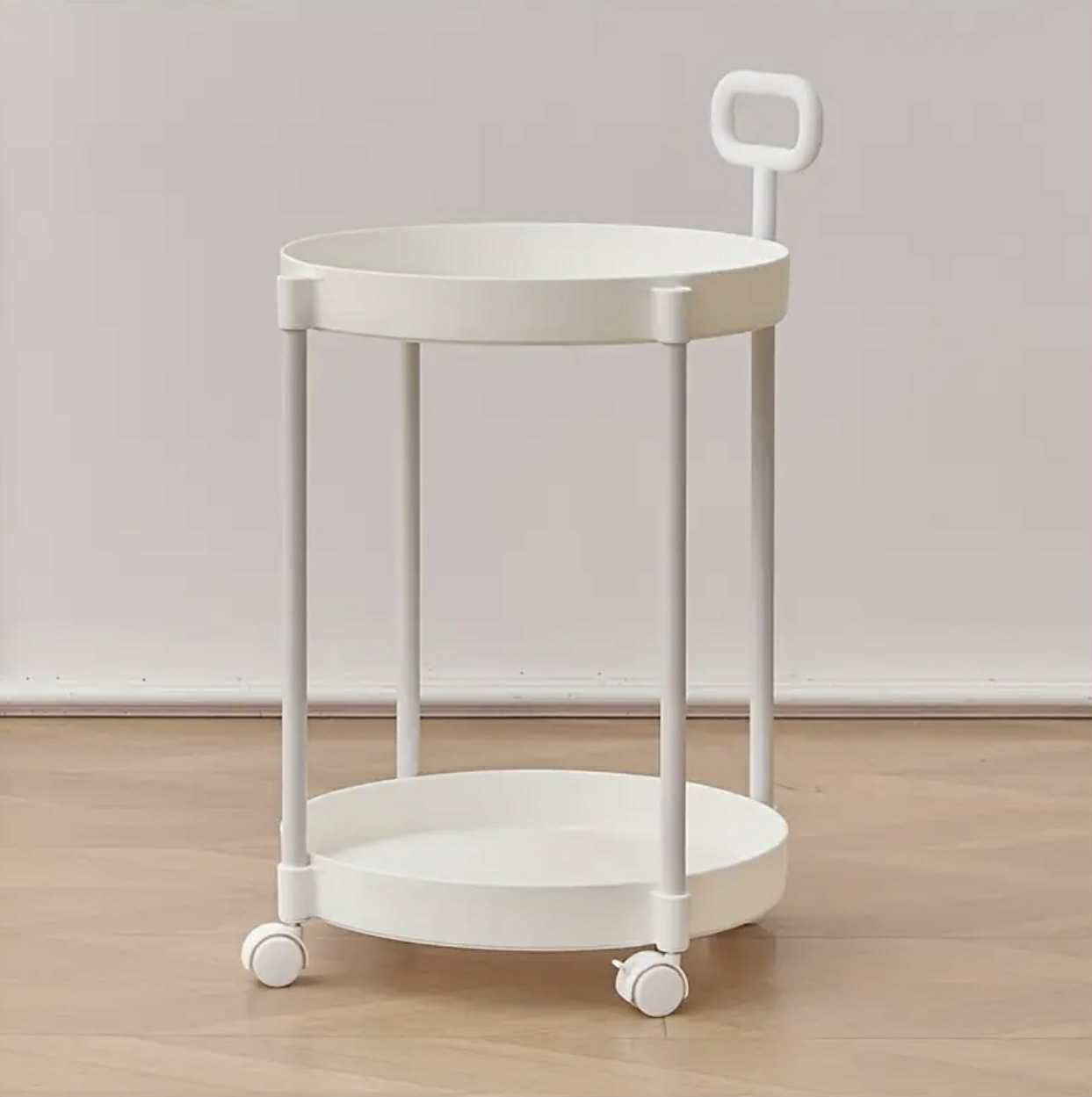 Table basse roulante chic de style crème - Table d'appoint en métal e. - Tables rondes - Image 4 - Livraison Maroc