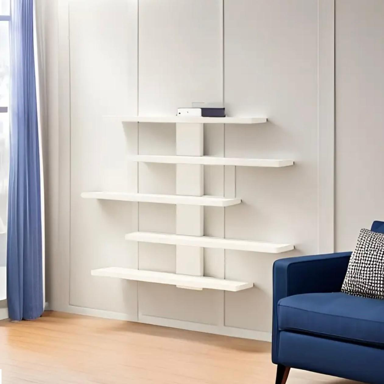 Présentoir mural sans poinçon à 5 niveaux pour petites figurines et objets de collection - Étagère minimaliste moderne en PVC, organisateur de décoration intérieure peu encombrant