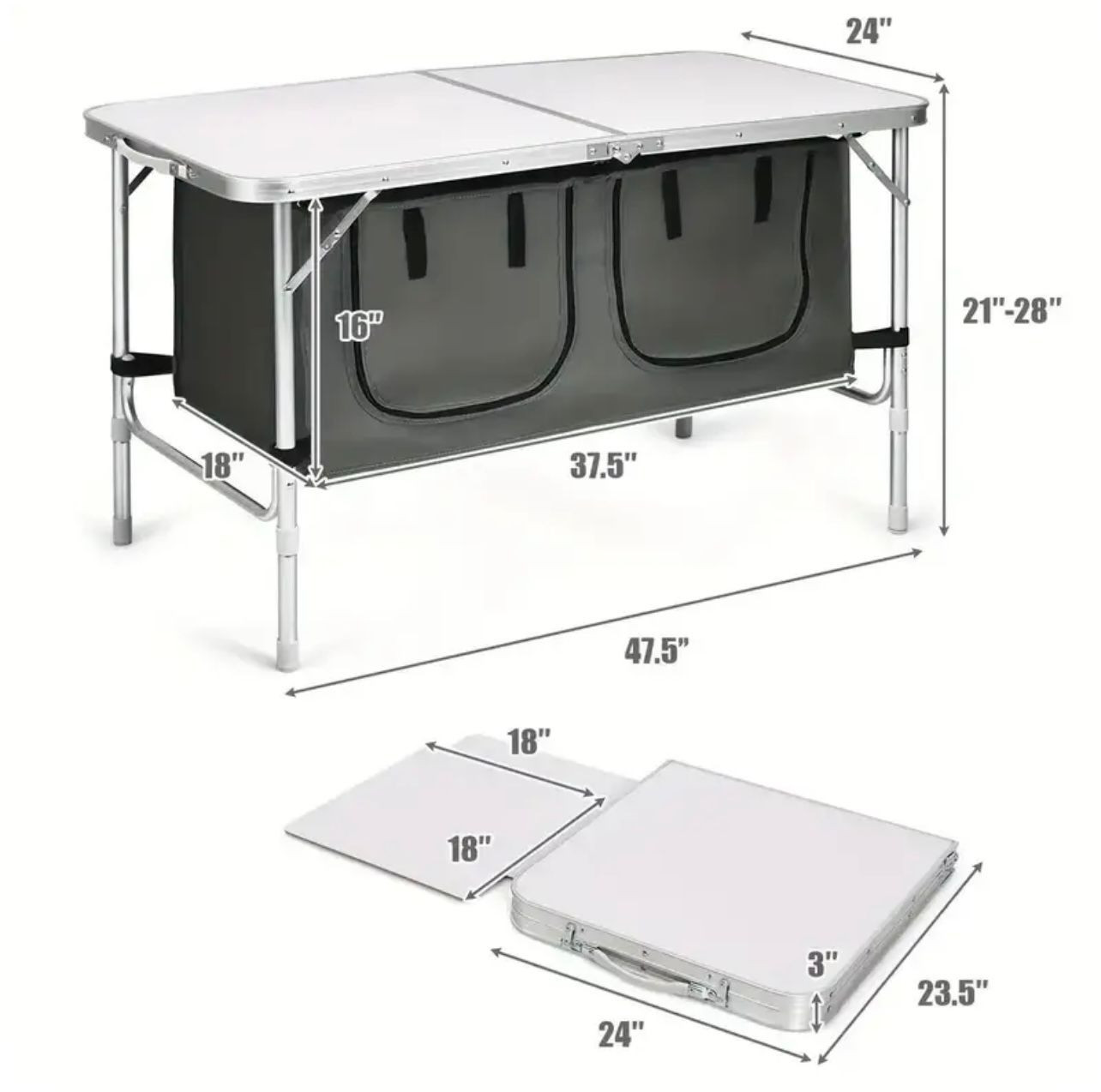 Table de camping pliante en aluminium robuste avec boîte de rangement. - Mobilier d'Extérieur - Image 3 - Livraison Maroc