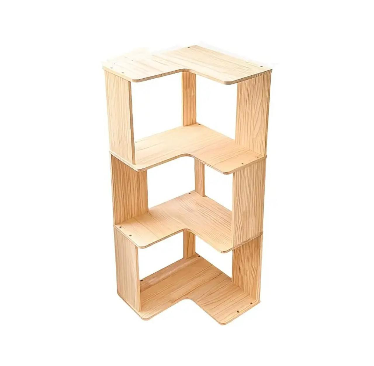 Étagère d'angle en bois massif avec design incliné - Solutions de Stockage - Image 3 - Livraison Maroc