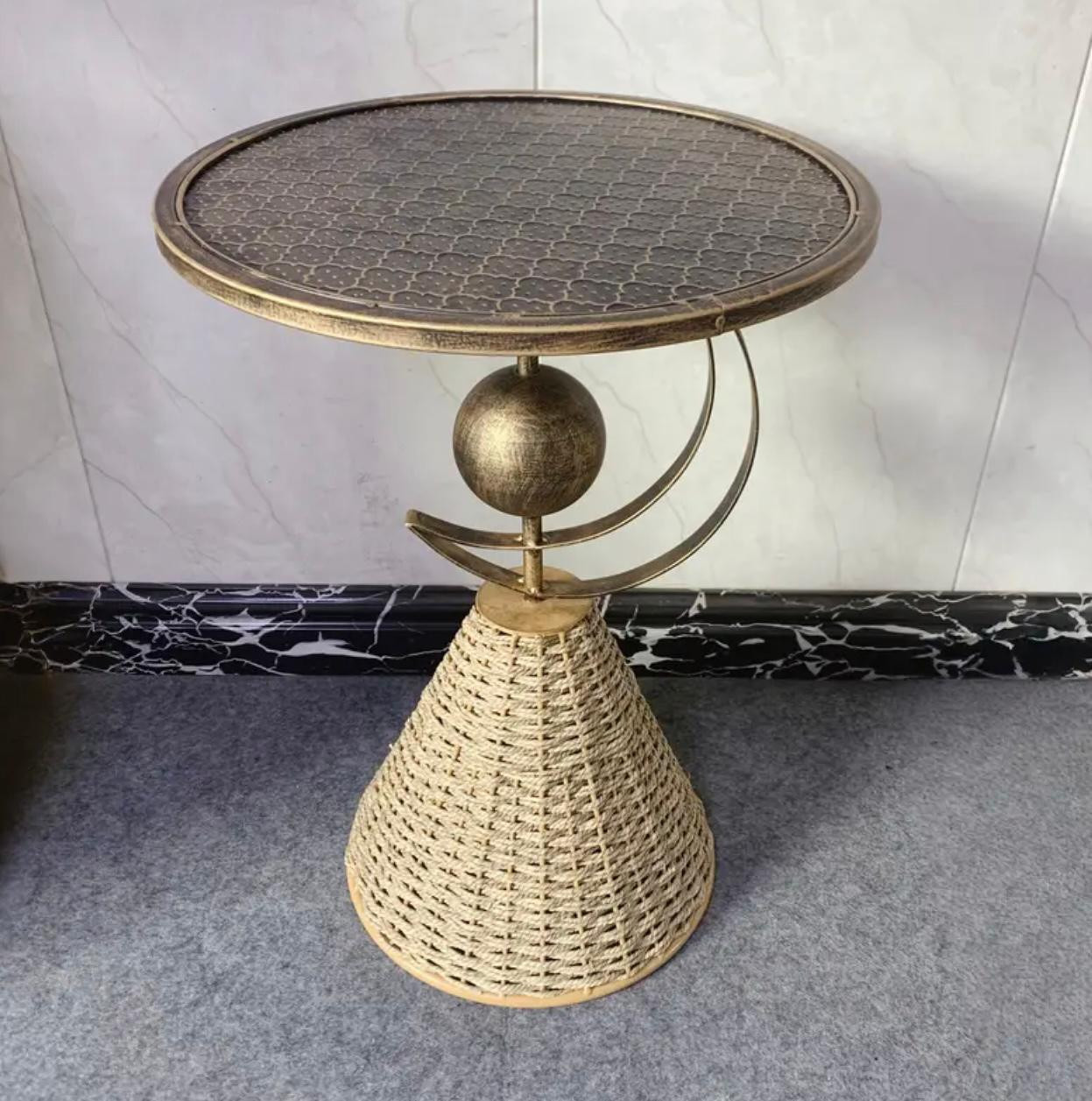 Ensemble de sous-verres en métal tissé à la main avec tissage de corde - Décorations - Photo detail - Livraison Maroc