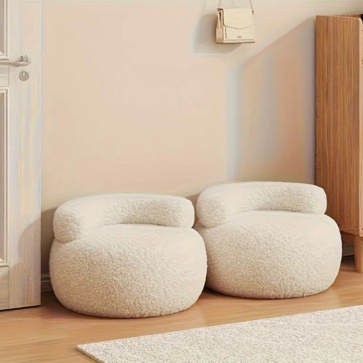 Options de 4 couleurs Tabouret de canapé de style crème Accueil Petit tabouret Tabouret rond Mini chaise Table à langer simple Chaise à langer Chaise à dossier