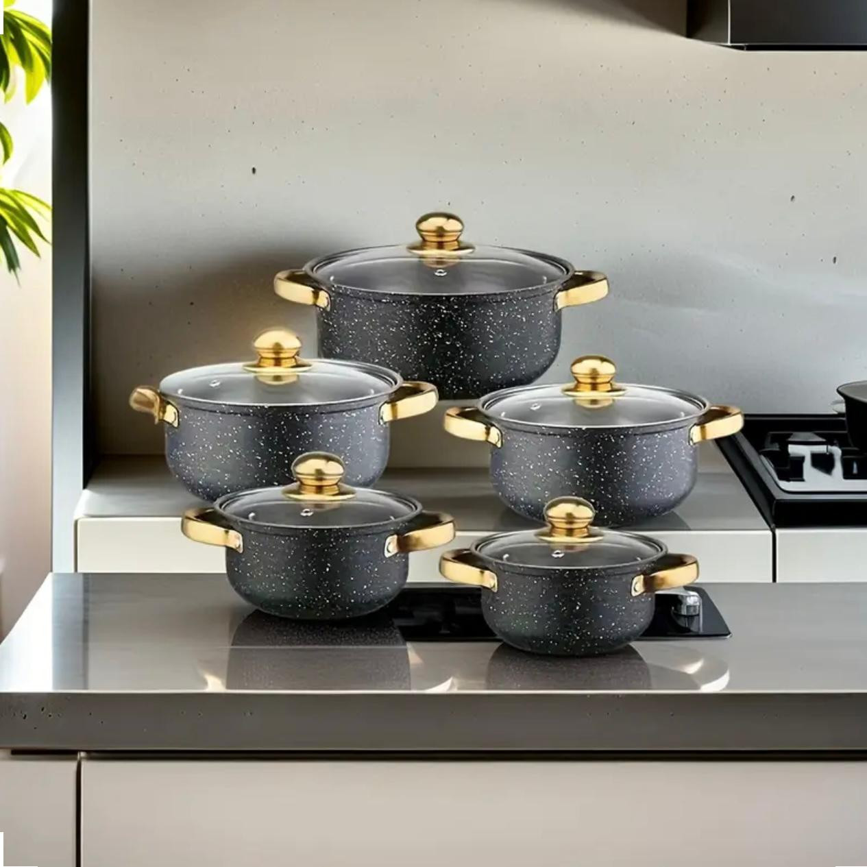 Ensemble d'ustensiles de cuisine en acier inoxydable avec couvercles. - Déco de Cuisine - Image 2 - Livraison Maroc