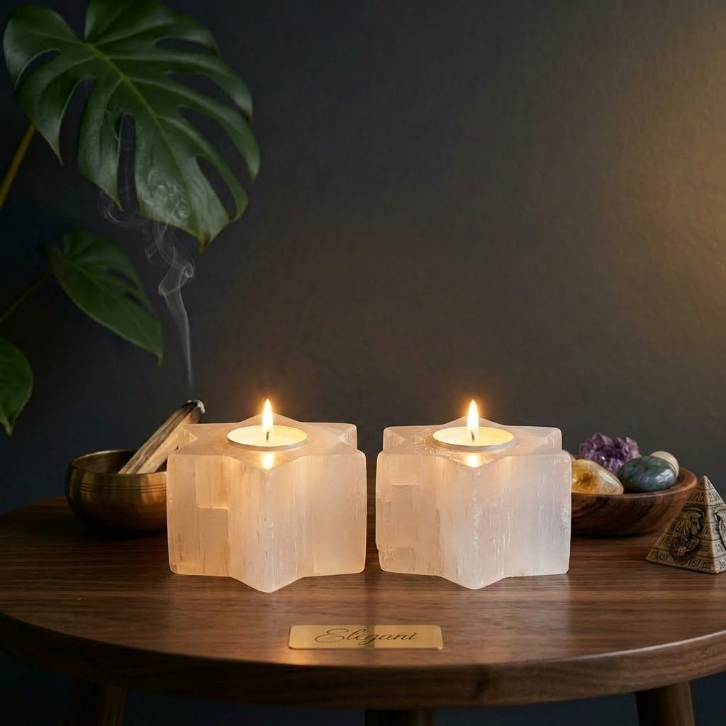 Bougeoir Étoile en Sélénite - Décorations - Livraison Maroc