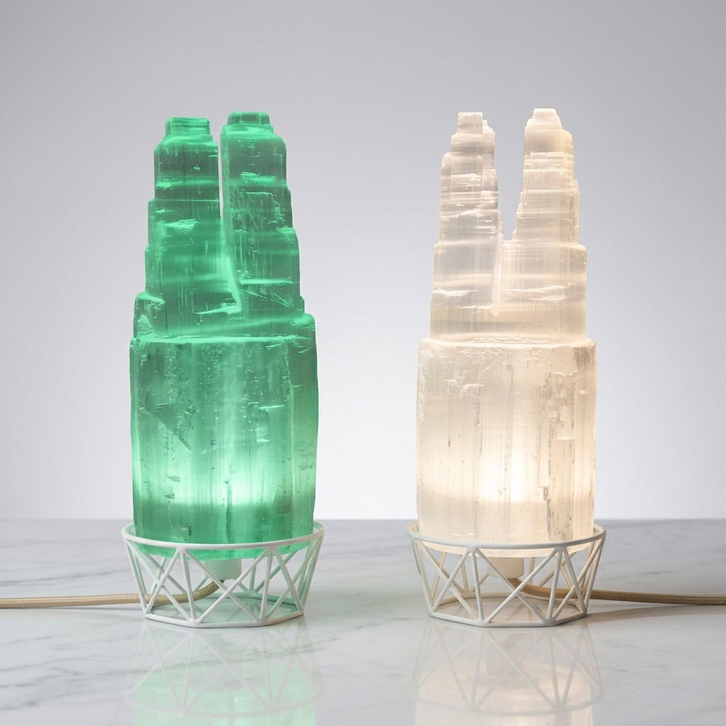 Lampe Château en Sélénite Naturelle - Décorations - Livraison Maroc