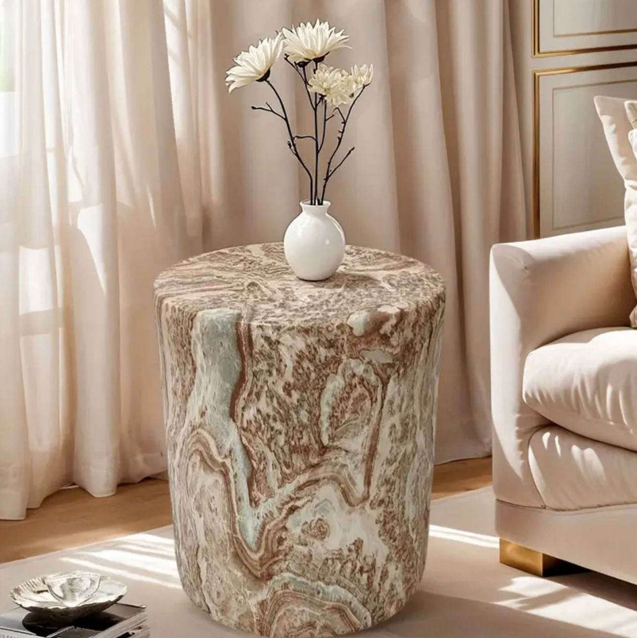 Table d'appoint vintage en béton - Tables basses - Livraison Maroc