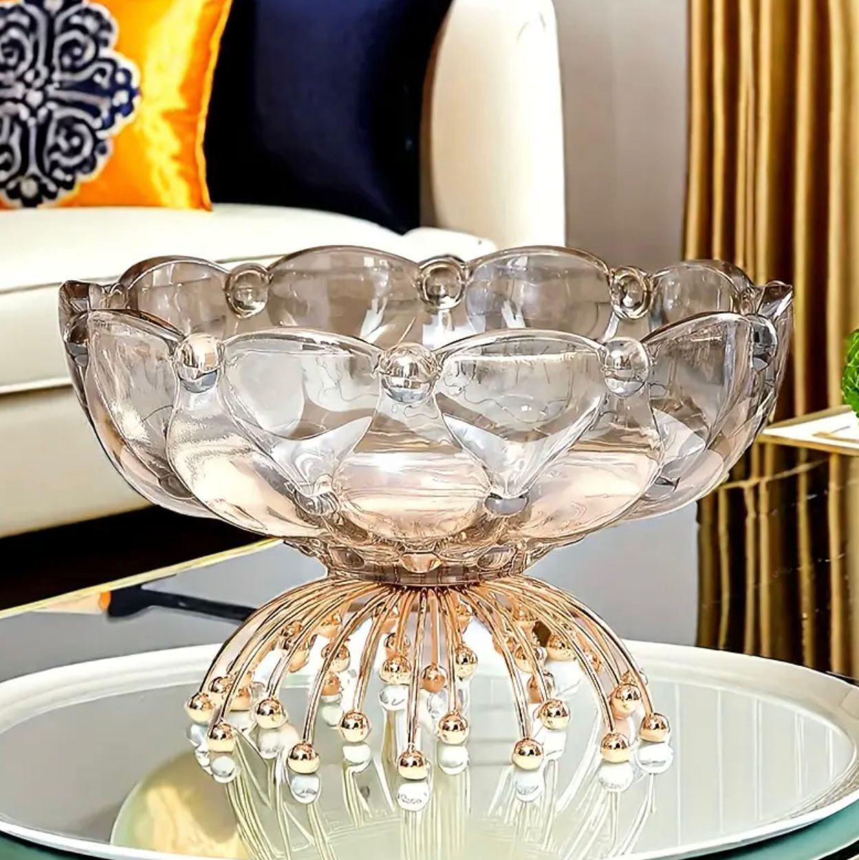 Bol de service élégant en verre pour bonbons et noix - Design géométr. - Accessoires - Image 1 - Livraison Maroc