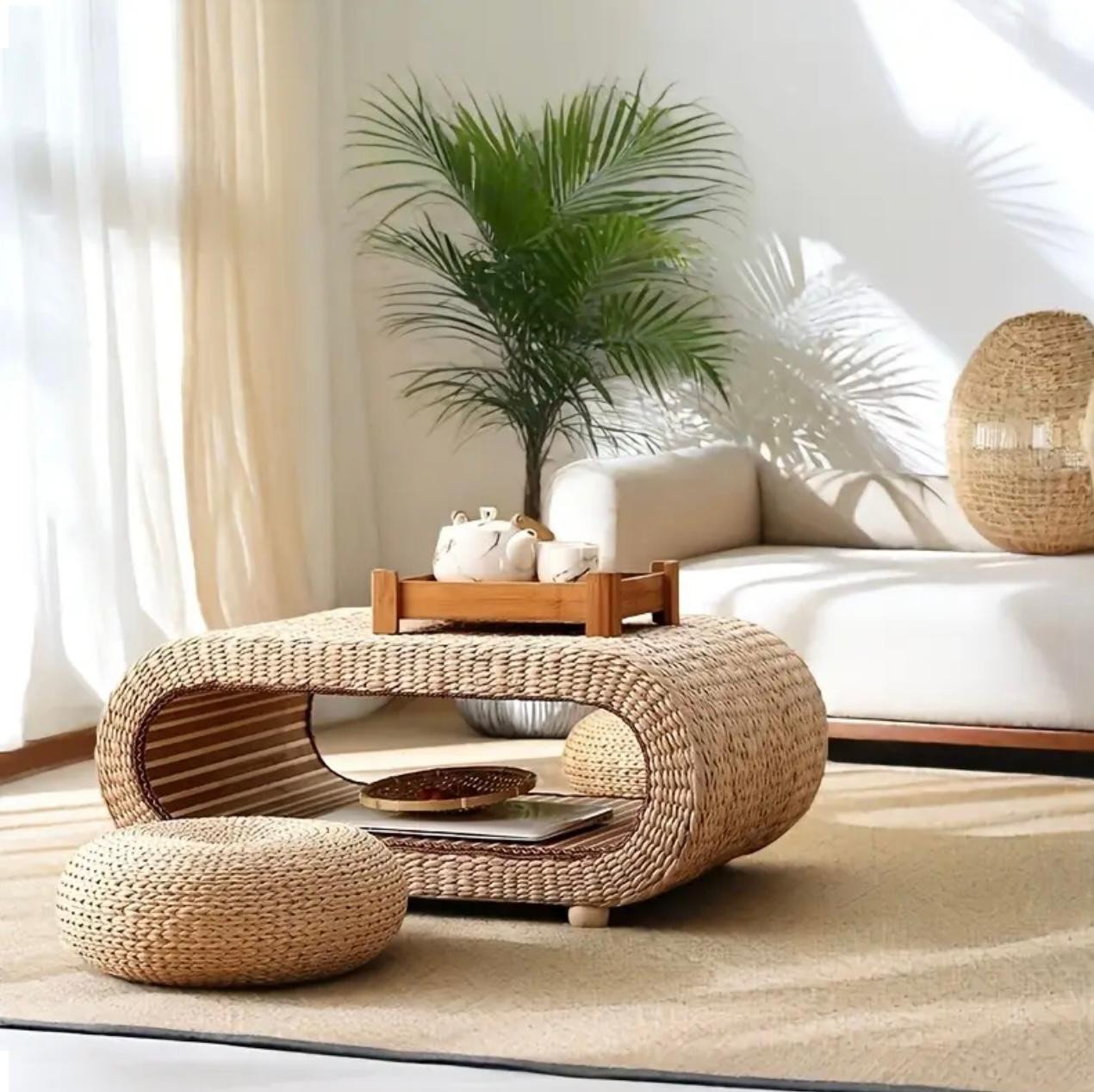 Élégante table basse Tatami jaune d'inspiration japonaise - Tables basses - Image 3 - Livraison Maroc