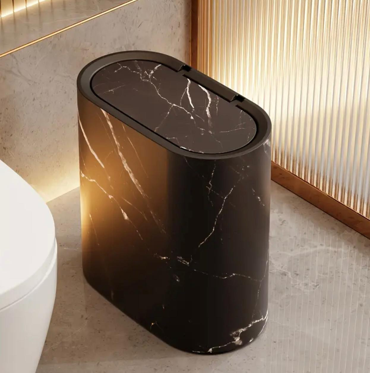 1 Poubelle carrée en plastique LuxeSpace 14L/3,7 gallons avec couverc. - Accessoires - Image 5 - Livraison Maroc