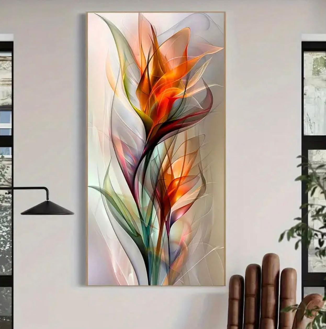 Peinture sur toile florale abstraite moderne extra large - Art mural - Livraison Maroc