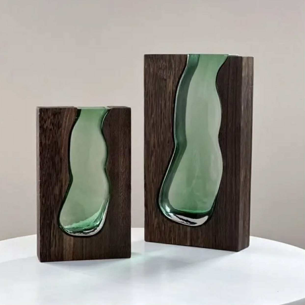 Vase en Verre de Style Chinois Nouveau en Bois Massif, Décoré par des. - Vases & Bougeoirs - Image 2 - Livraison Maroc