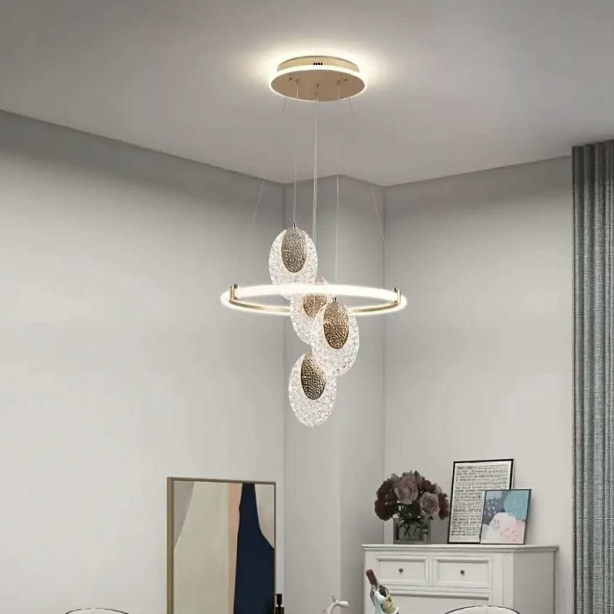 Lustre semi-encastré moderne en acrylique, luminaire LED à intensité. - Éclairage - Image 2 - Livraison Maroc