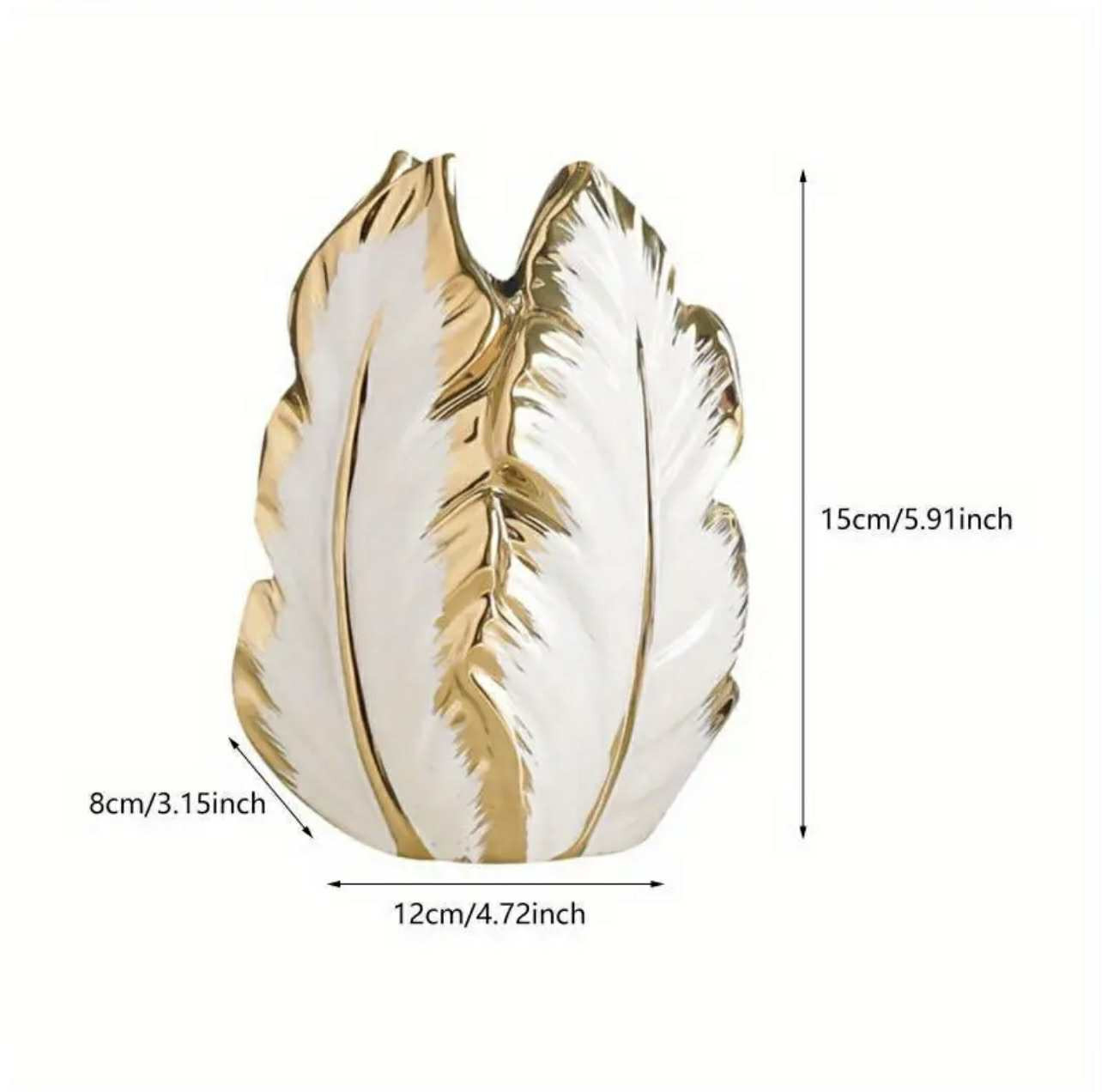 Vase floral moderne et élégant - Décoration blanche et dorée, pot de fleurs en céramique robuste