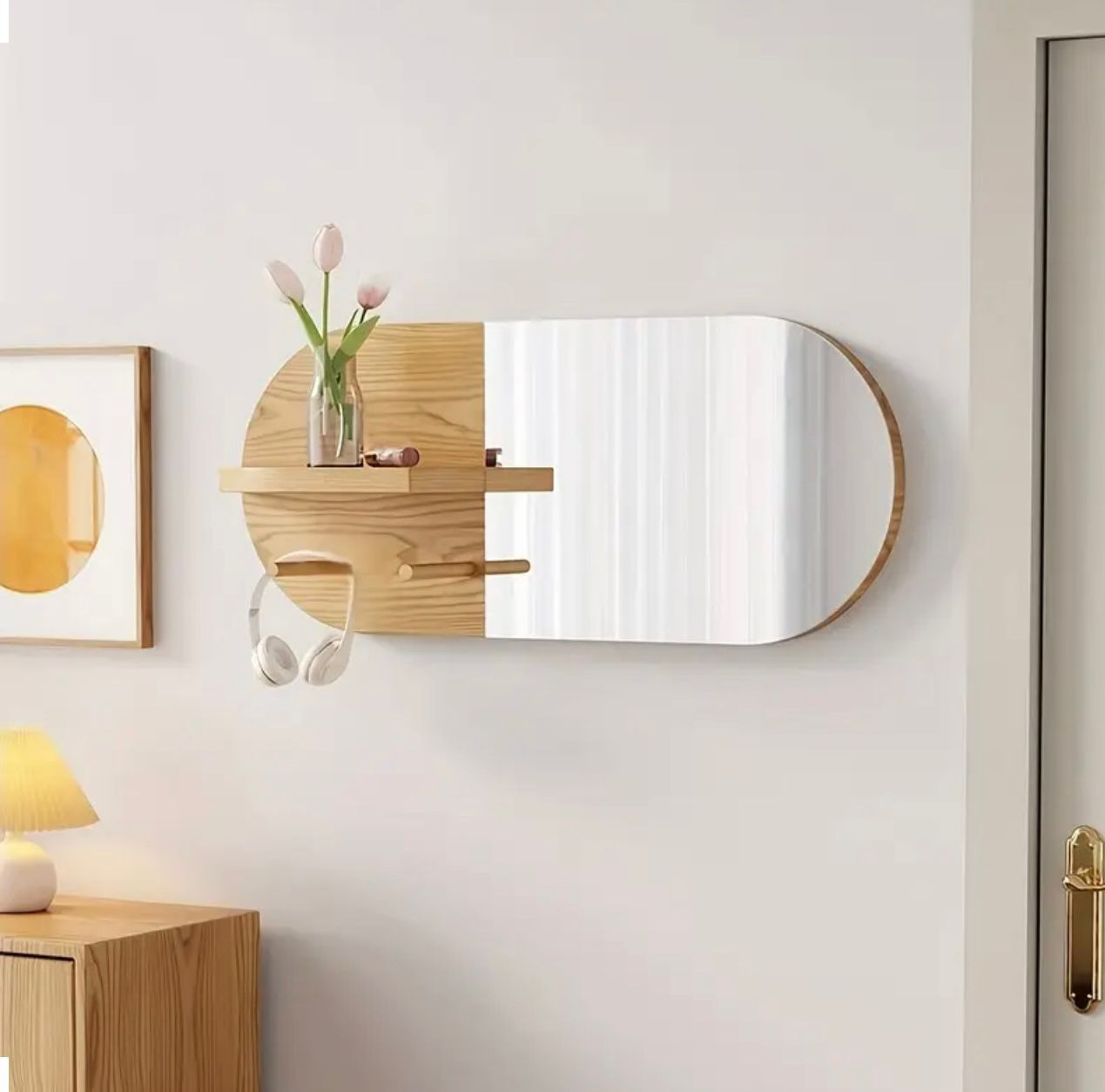 Miroir mural ovale côtier de style japonais