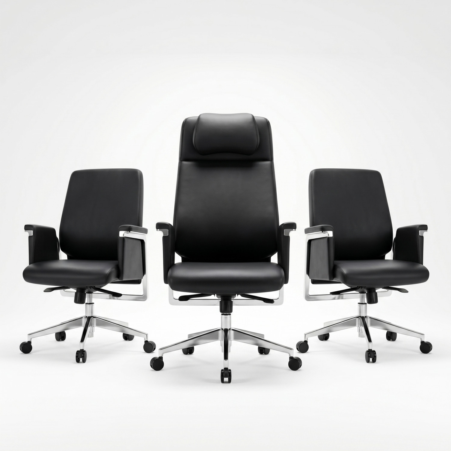 Ensemble de Fauteuils PRESTIGE NOIR CH-141 – Collection executive hau. - Chaises de bureau - Photo detail - Livraison Maroc