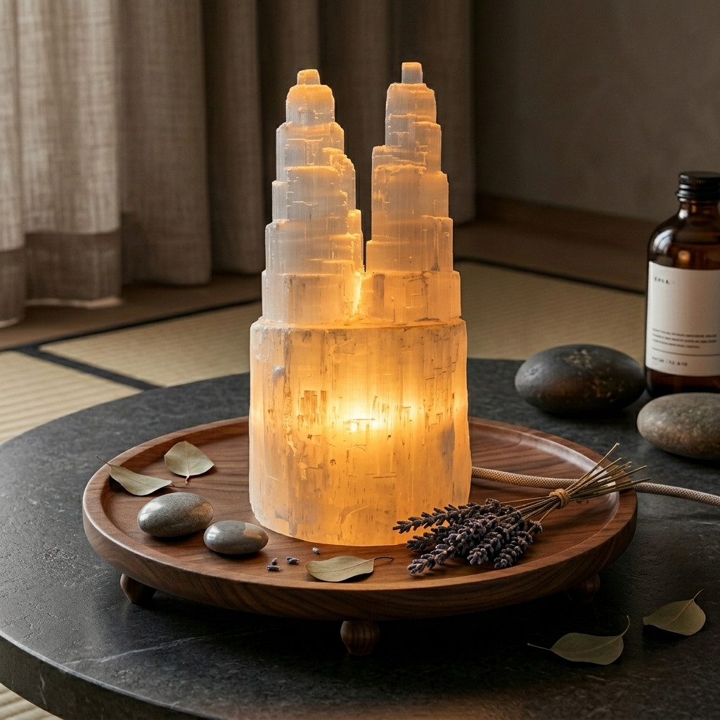Lampe Double Tour en Sélénite - Décorations - Livraison Maroc