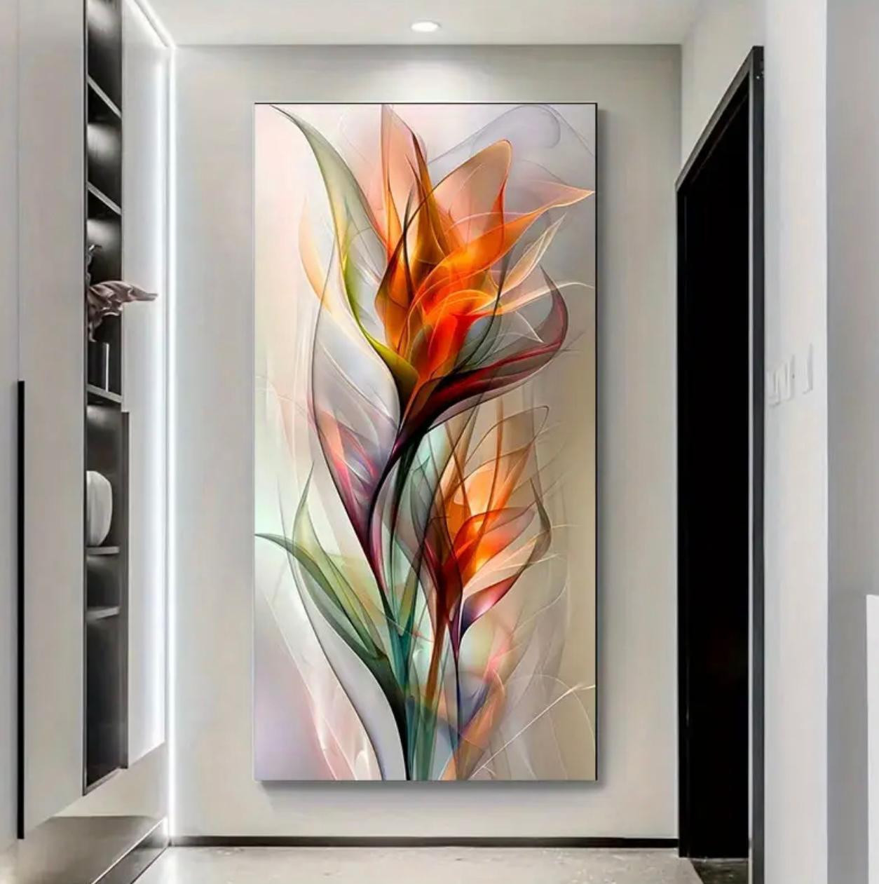 Peinture sur toile florale abstraite moderne extra large - Art mural - Image 2 - Livraison Maroc